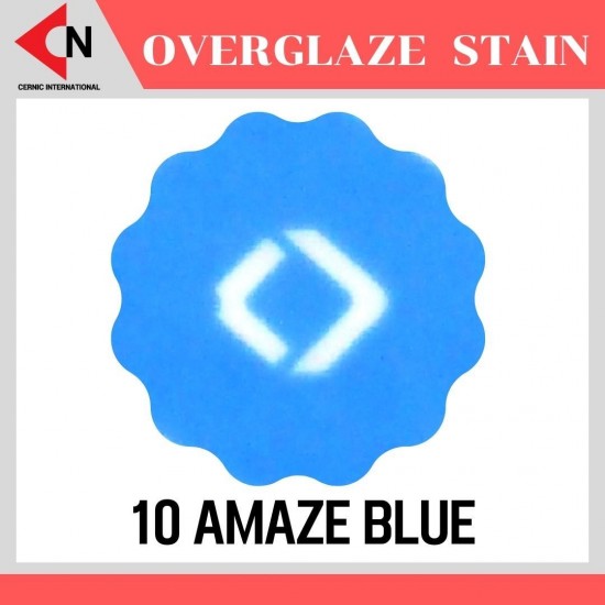 OVER GLAZE NO.10 AMAZE BLUE สีบนเคลือบชนิดผง สีสำหรับเพ้นท์บนกระเบื้อง