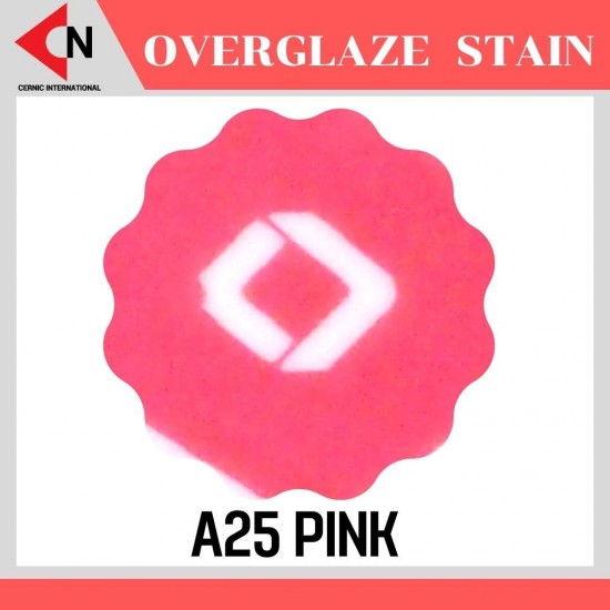OVER GLAZE NO. A25 PINK สีบนเคลือบชนิดผง สีสำหรับเพ้นท์บนกระเบื้อง