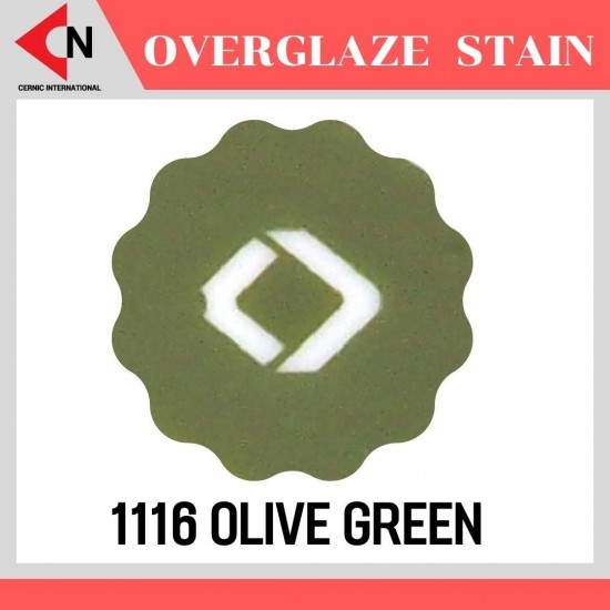 OVER GLAZE NO.1116 OLIVE GREEN สีบนเคลือบชนิดผง สีสำหรับเพ้นท์บนกระเบื้อง