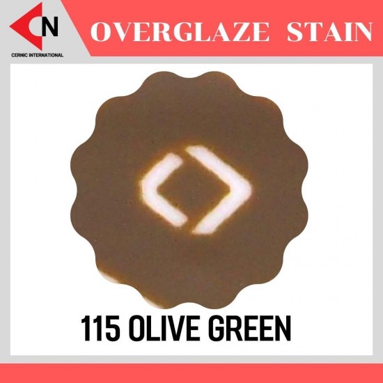 OVER GLAZE NO.115 OLIVE GREEN สีบนเคลือบชนิดผง สีสำหรับเพ้นท์บนกระเบื้อง