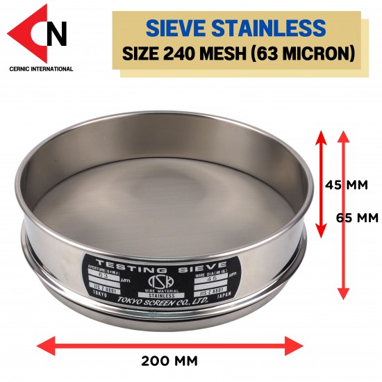 SIEVE STAINLESS 240 MESH ตะแกรงร่อนสารเคมีความละเอียด 240 mesh